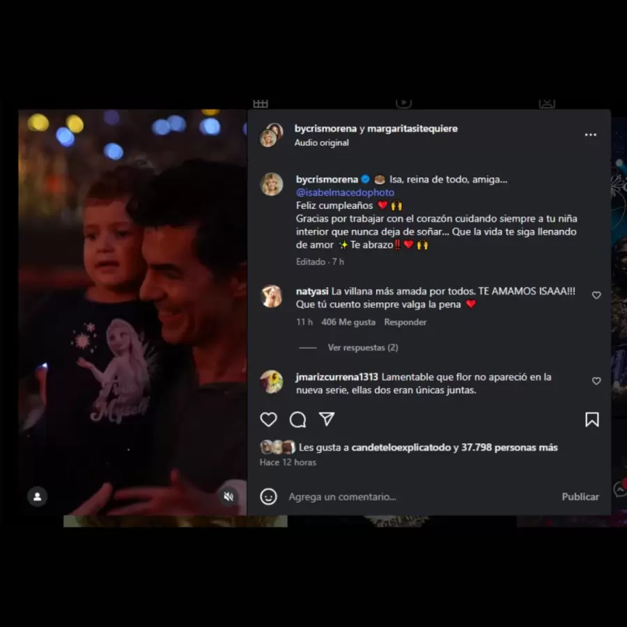 Mensaje de Cris Morena.