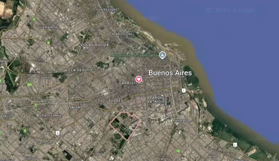 En el borde rojo, el barrio de Villa Soldati.