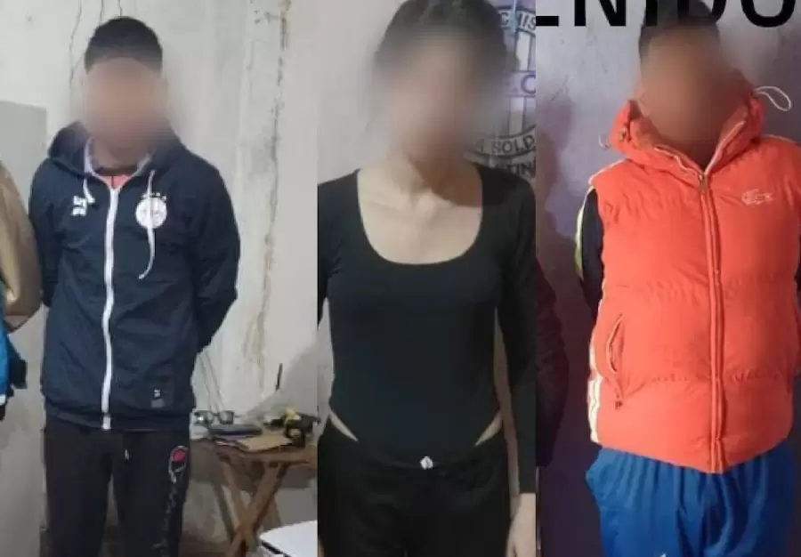 El menor de edad, la joven de 18 años, y el adulto de 34, detenidos.