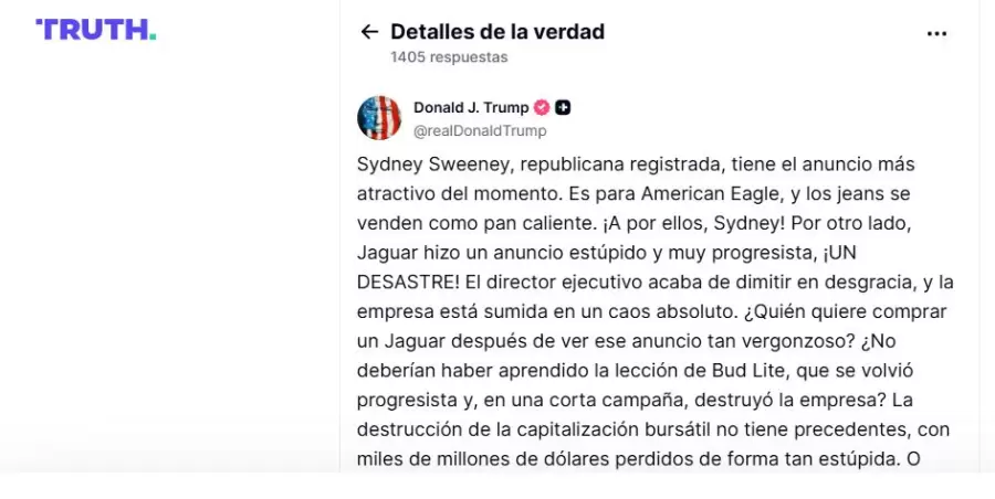 Trump disparó fuerte en su red social.