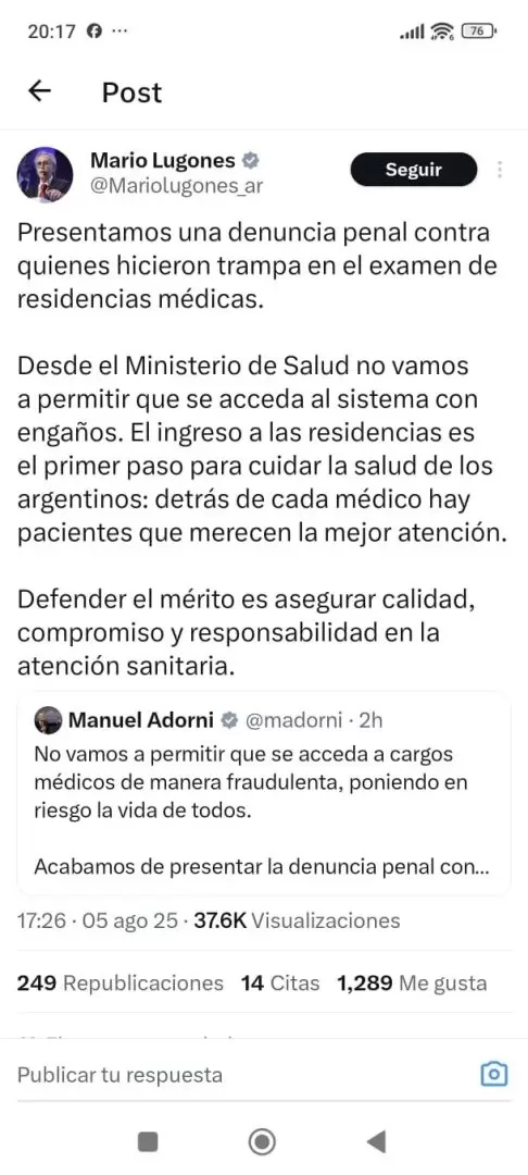 Lugones y Adorni por las redes