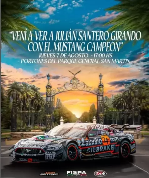 Julián Santero presentará su Mustang en el Parque General San Martín / Fuente: Instagram Julián Santero