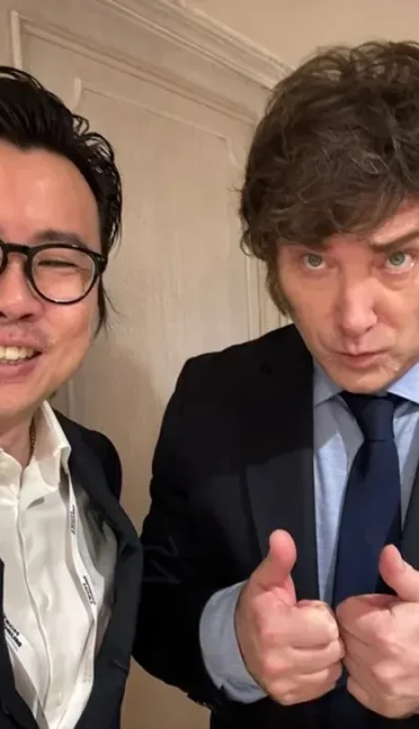 El supuesto CEO de KIP Protocol, "Julián Peh", con el presidente Milei.