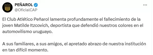 Publicación de Peñarol.