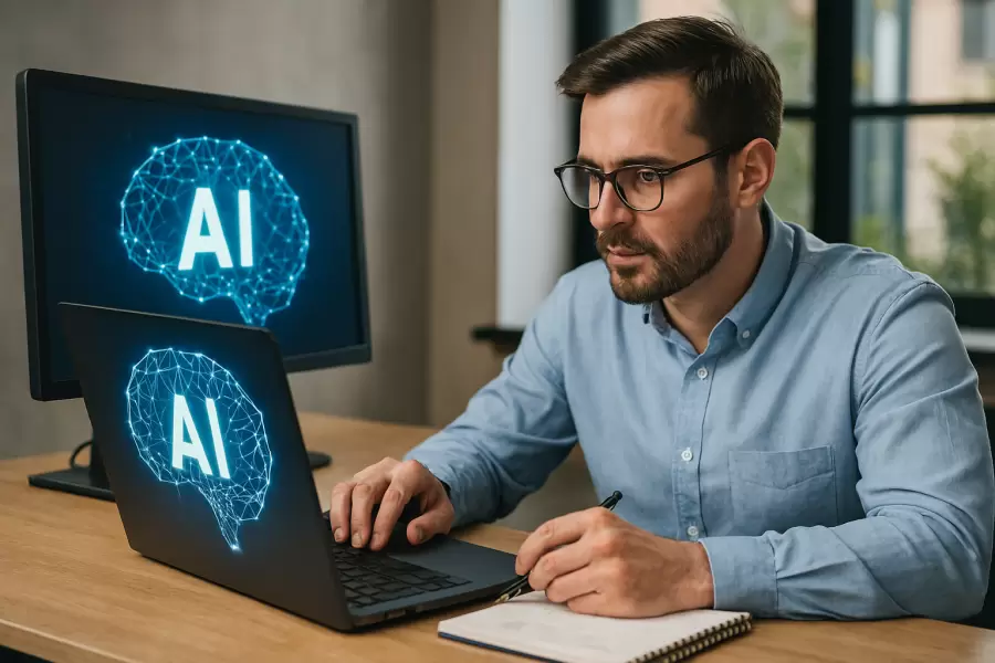 Persona trabajando con IA.