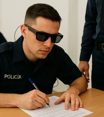 Policía usó lentes espía para copiar.