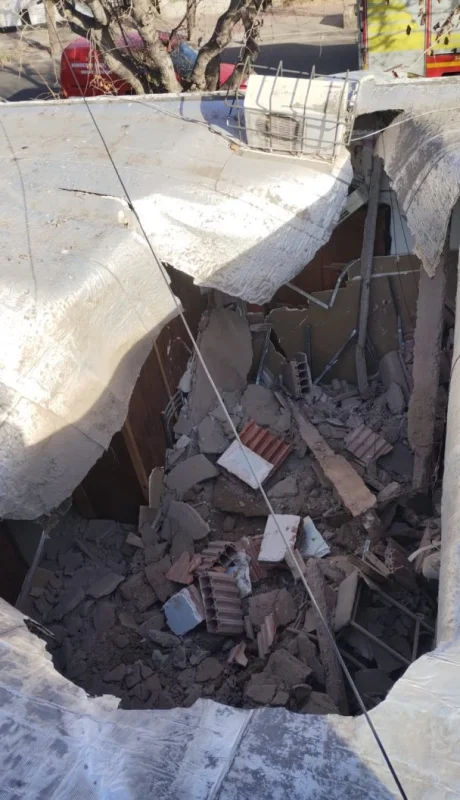 Se desplomó un techo en Guaymallén/Fuente: X de Matías Pascualetti