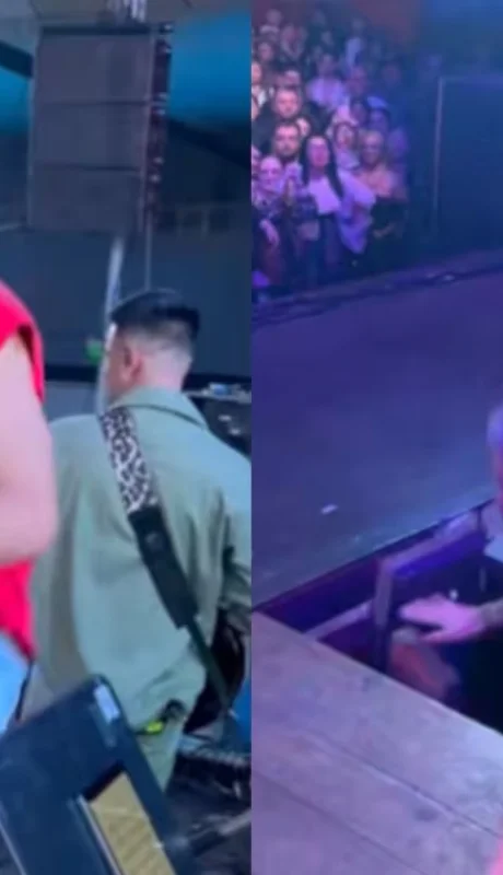 Momento de la caída del cantante.