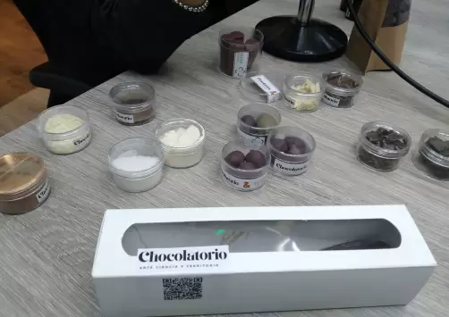 Algunos de los productos a base de chocolate que presentó Silvina Pastorutti en El Interactivo.