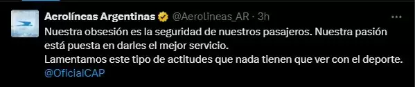 El comunicado de Aerolíneas Argentinas.