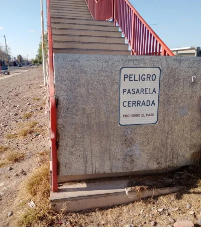 Pasarela que cruza el Acceso Este a la altura de la calle Tirasso en Guaymallén/ Fuente: Ciudadano News