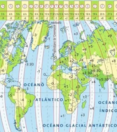 Mapa de los husos horarios
