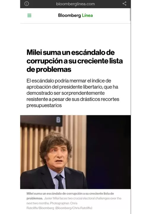 La noticia en Bloomberg