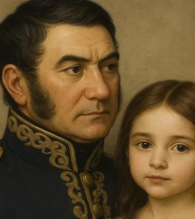 José de San Martín junto a Merceditas.