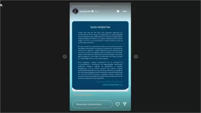 La publicación de Milei