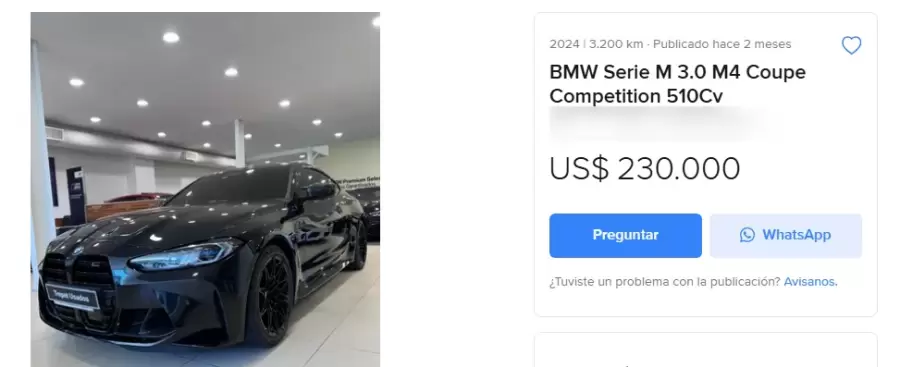 BMW M4 es el modelo que utilizaría Julián Santero/ Fuente: X
