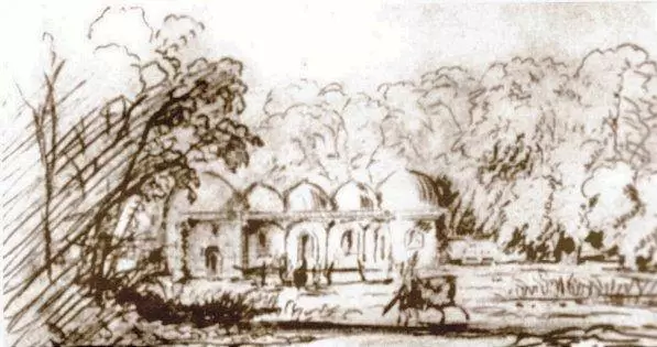 Dibujo de la antigua chacra de Los Barriales, en el departamento San Martín. (Imagen: web)