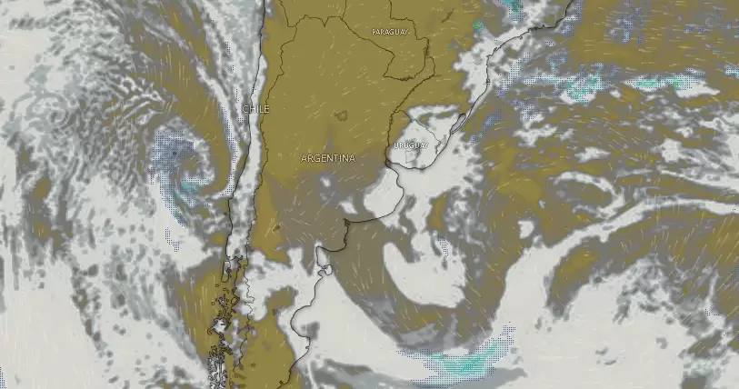 Nubes sobre Argentina el viernes 29 de agosto a las 09.44.