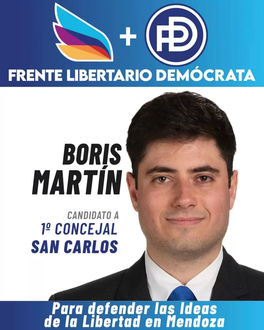 Martín Boris candidato a concejal por San Carlos del Frente Libertario Demócrata