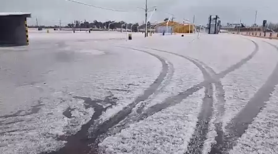 Granizo en el autódromo General San Martín/ Fuente: Captura de pantalla