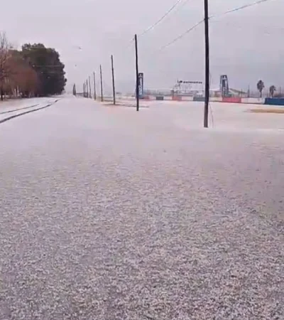 Granizo en el autódromo General San Martín/ Fuente: Captura de pantalla