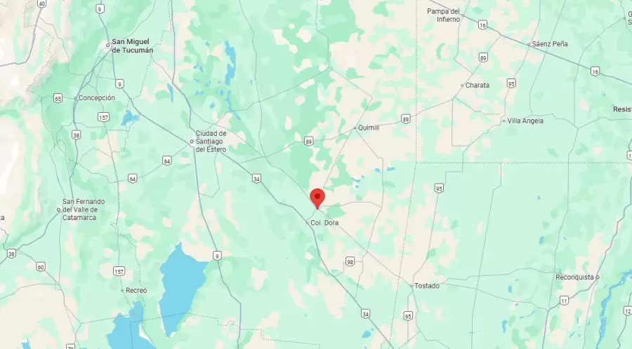 Ubicación de Añatuya (imagen de Google Maps)