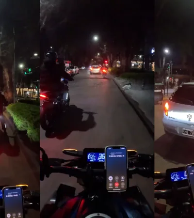 Casi tira a un motociclista por una maniobra imprudente.