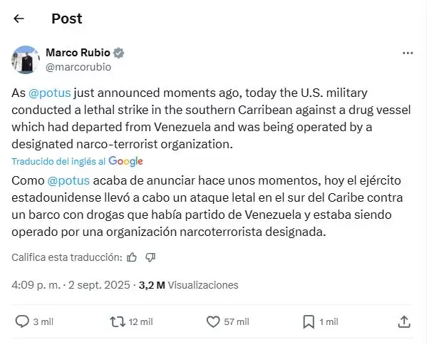 Marco Rubio también ponderó la operación.