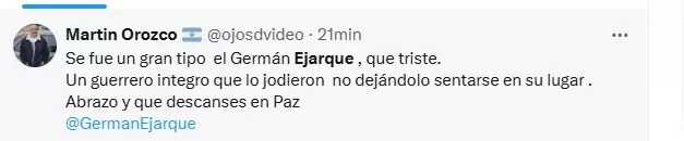 Despedida a Germán Ejarque/Fuente: X