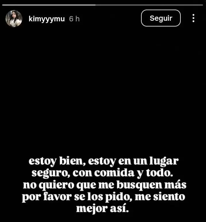 El mensaje que la joven publicó en Instagram. (Foto: archivo web)