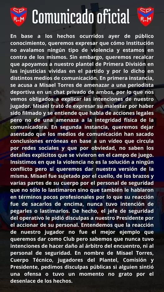 El polémico comunicado de Rodeo del Medio.