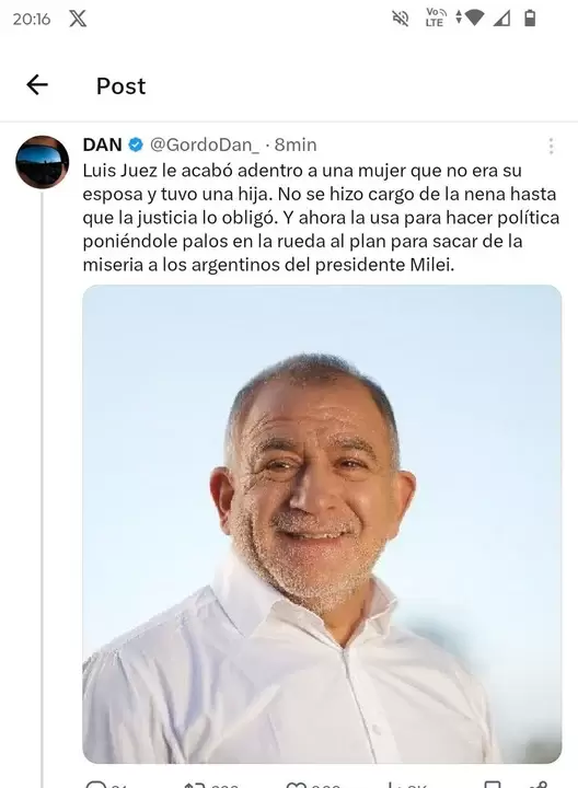 El posteo del Gordo Dan.