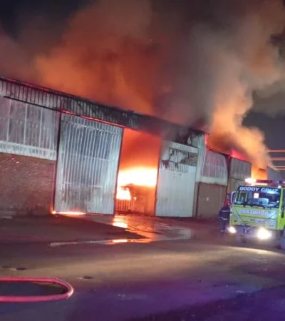 Incendio en la feria de Guaymallén/ Fuente: Cuenta de X de Matías Pascualetti