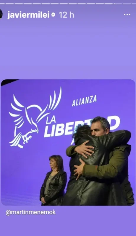 La publicación de Milei junto a Martín Menem.