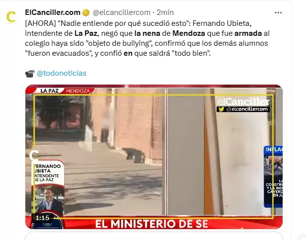 Repercusiones en El Canciller de la nena atrincherada/ Fuente: Captura