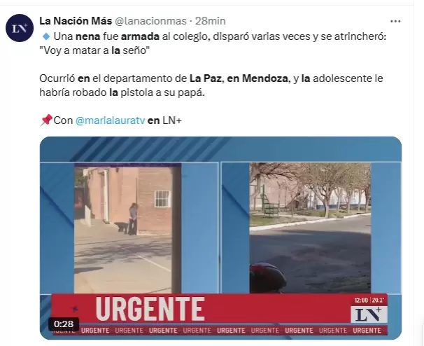 Repercusiones en La Nación + de la nena atrincherada/ Fuente: Captura