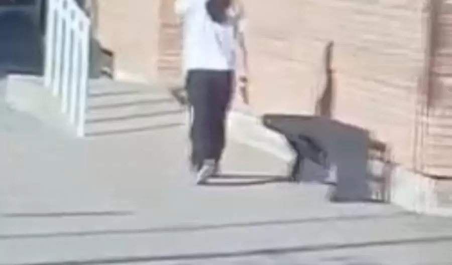 La joven de 14 años ingresando a la escuela de La Paz (Mendoza) con el arma.