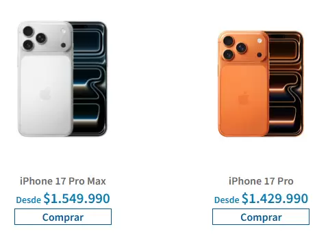 iPhone 17 Pro y Pro Max en Chile.