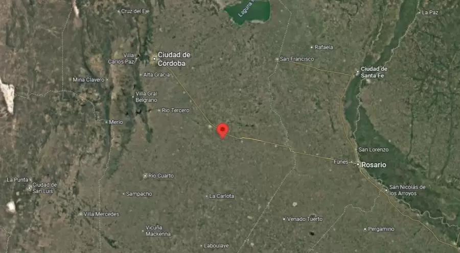 Ubicación relativa de Ballesteros Sud, en la provincia de Córdoba.