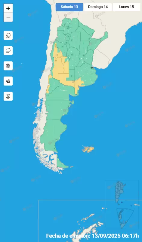 Alerta amarillo en Mendoza por vientos/ Fuente: Servicio Metereológico Nacional