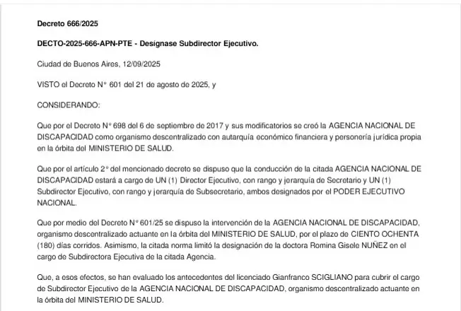 Decreto asignación ANDIS