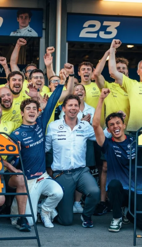 Franco Colapinto festejó en Bakú sus primeros puntos en la Fórmula cuando corría para Williams/ Fuente: Williams