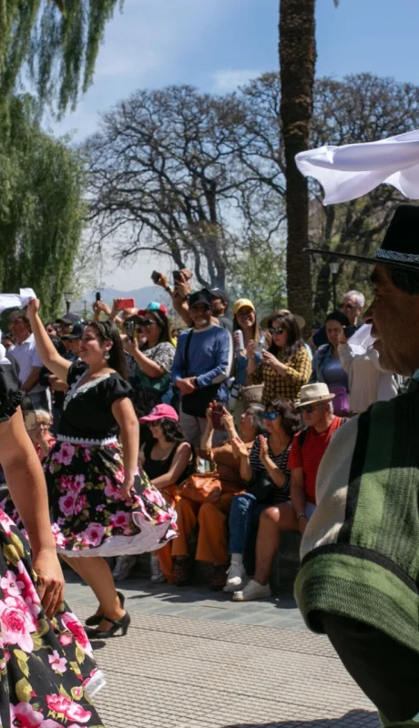Cuequita repicada, con espuela, poncho y pañuelo.