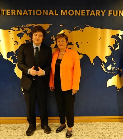 Javier Milei junto a Kristalina Georgieva.