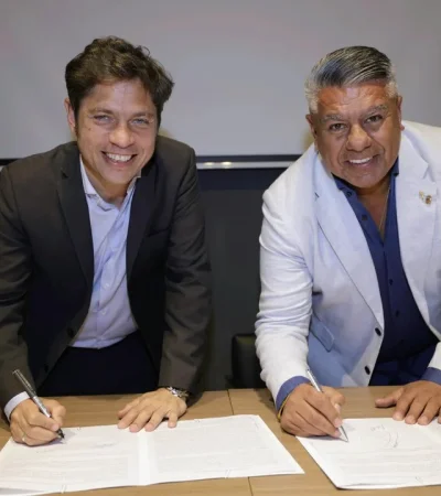 Kicillof  y Chiqui Tapia, juntos.