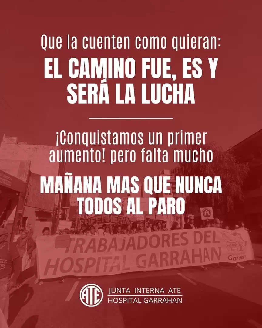 Comunicado de ATE, convocando al paro por 48 horas.