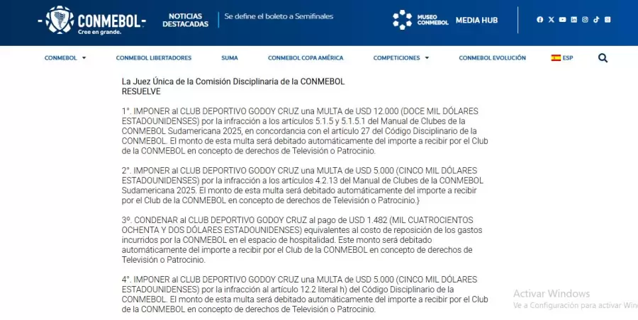 La sanción del Tomba.