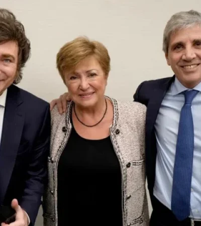 Milei y Caputo junto a Georgieva