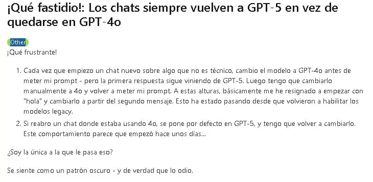 Captura de la red social Reddit.