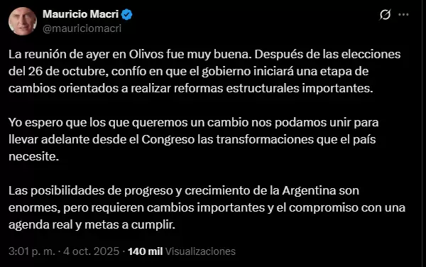 Tweet Mauricio Macri